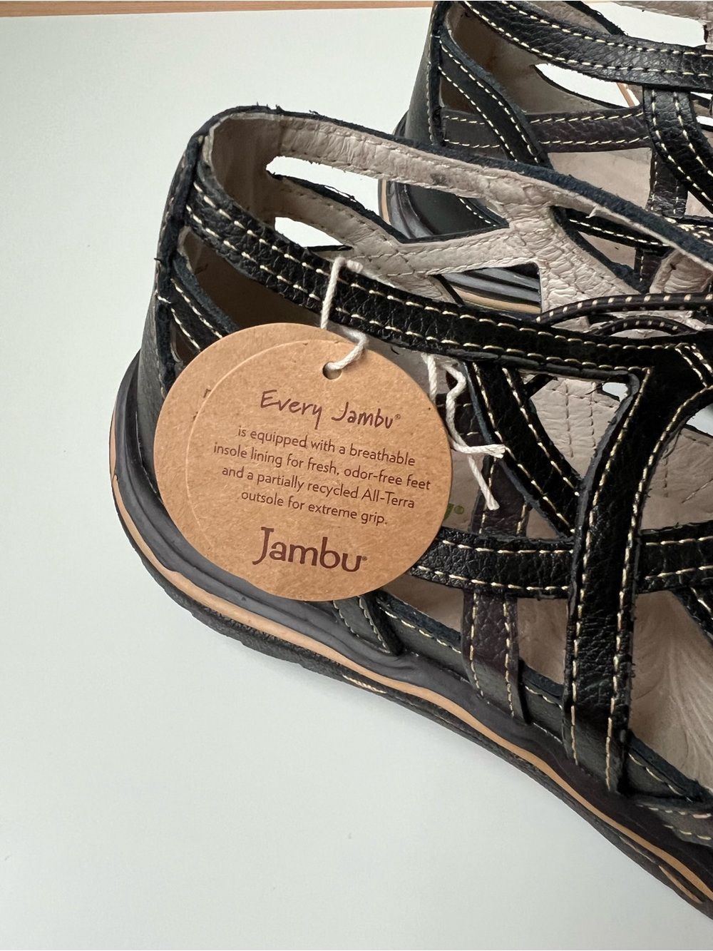 Jambu Black Leather Roman Gladiator Strappy Closed-Toe Sandals - Picture 7 of 14